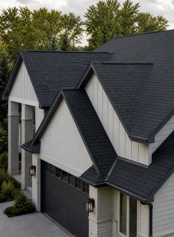 Representative view of a finished architectural-shingle roof
